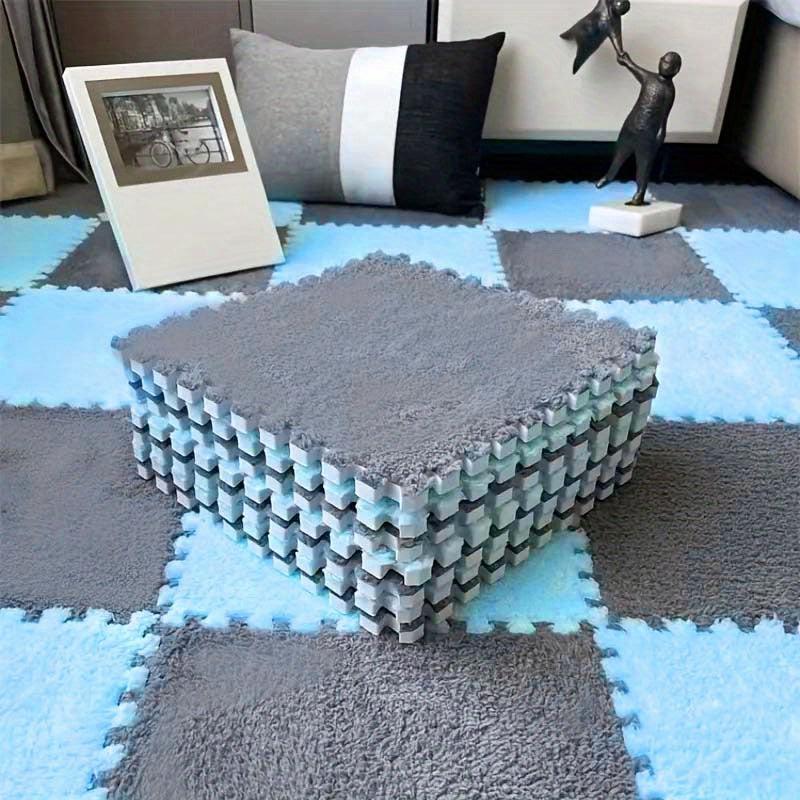 12pcs Plush Puzzle Foam Floor Mat Interlocking Ca