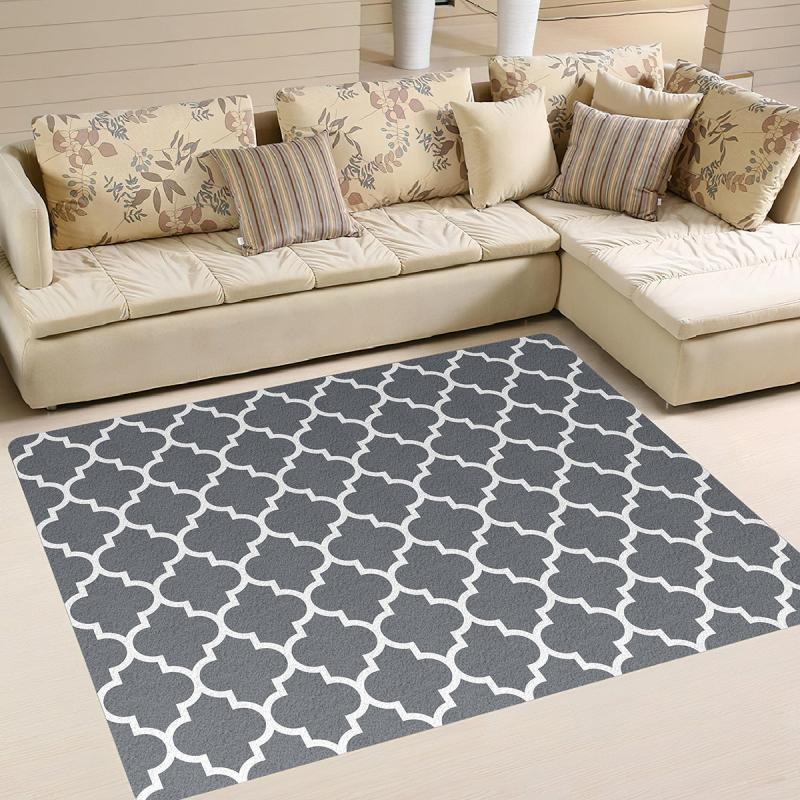 Modern Moroccan Tile Geometric Rug Grey