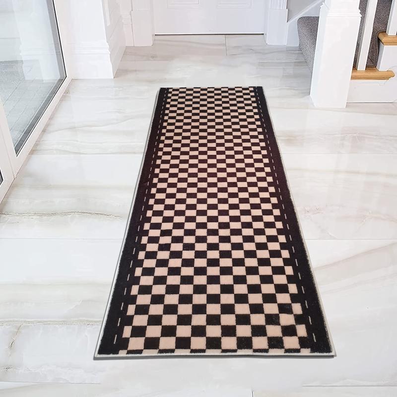 Non Slip Plaid Floor Rug Washable Hallway Runner 23.6x70.8 Vintage Design