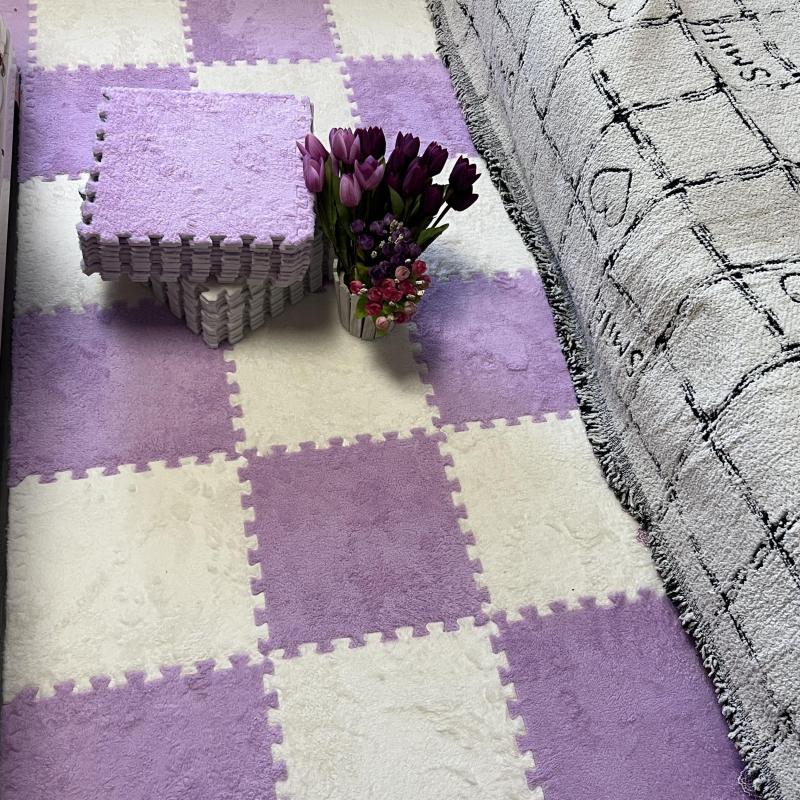 10pcs Interlocking Foam Mats Fluffy Carpet Tiles Plush Floor Anti Slip 11.8x11.8