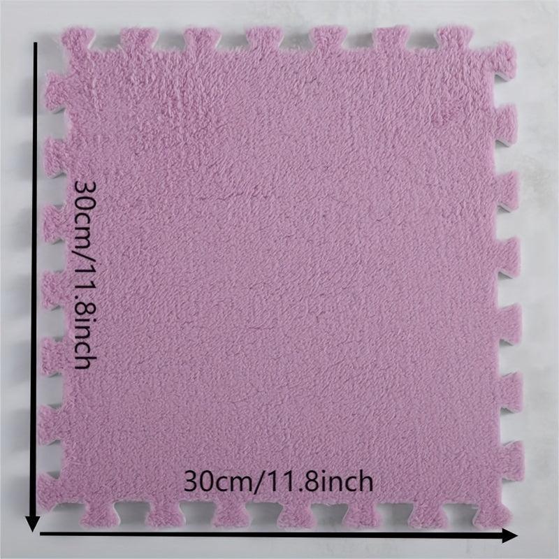 10pcs Interlocking Foam Mats Fluffy Carpet Tiles Plush Floor Anti Slip 11.8x11.8