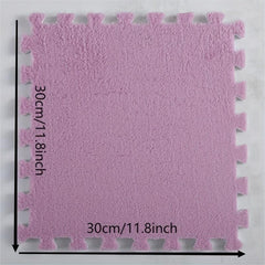 10pcs Interlocking Foam Mats Fluffy Carpet Tiles Plush Floor Anti Slip 11.8x11.8