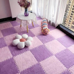 10pcs Interlocking Foam Mats Fluffy Carpet Tiles Plush Floor Anti Slip 11.8x11.8