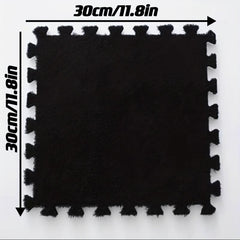10pcs Plush Puzzle Foam Floor Mat Interlocking Anti Slip Comfort Pads