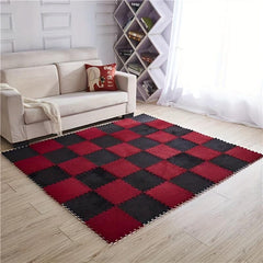 10pcs Plush Puzzle Foam Floor Mat Interlocking Anti Slip Comfort Pads