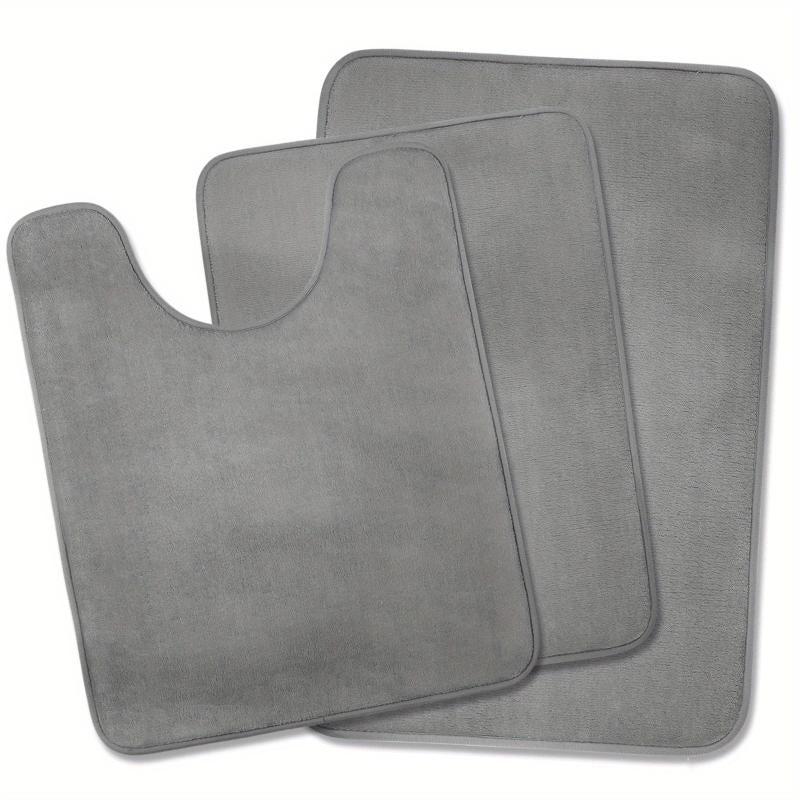 3pcs Thick Memory Foam Bath Mat Set Absorbent Washable Rugs Non Slip Soft