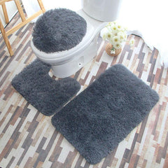 Toilet Mat Set Bathroom Non-slip Solid Mat U-shaped Floor Mat