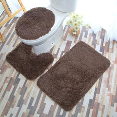 Toilet Mat Set Bathroom Non-slip Solid Mat U-shaped Floor Mat