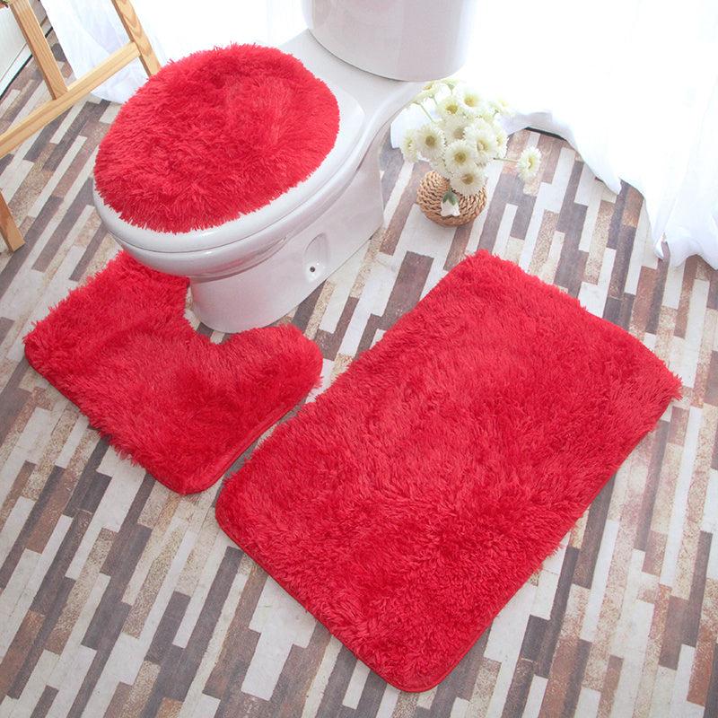 Toilet Mat Set Bathroom Non-slip Solid Mat U-shaped Floor Mat