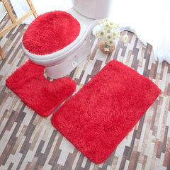 Toilet Mat Set Bathroom Non-slip Solid Mat U-shaped Floor Mat