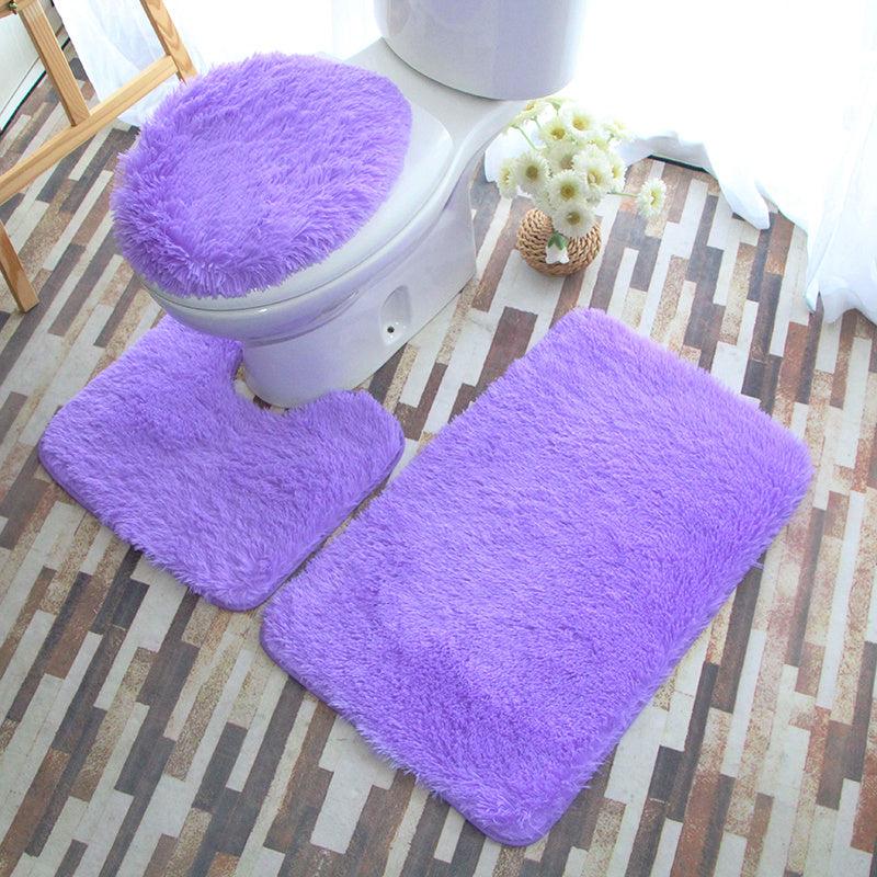 Toilet Mat Set Bathroom Non-slip Solid Mat U-shaped Floor Mat