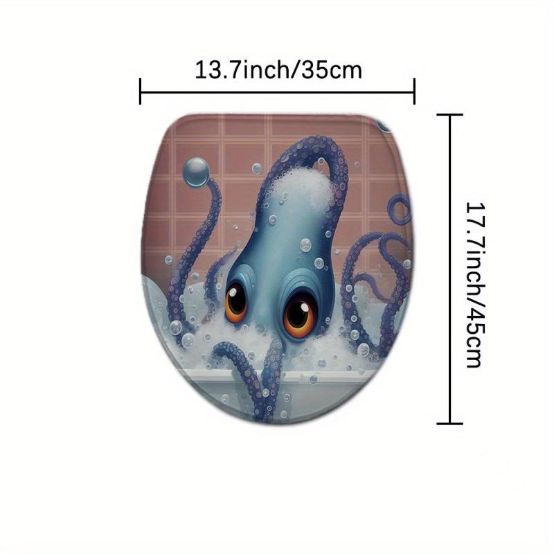 Octopus Bathroom Rug Set Non Slip Absorbent Shaggy Mats Soft Dry Bath Mat Sets