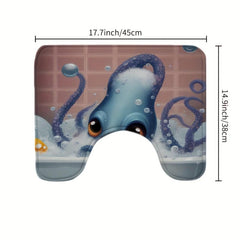 Octopus Bathroom Rug Set Non Slip Absorbent Shaggy Mats Soft Dry Bath Mat Sets