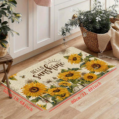 Soft Sunflower Kitchen Rug Anti Fatigue Non Slip Memory Foam Absorbent