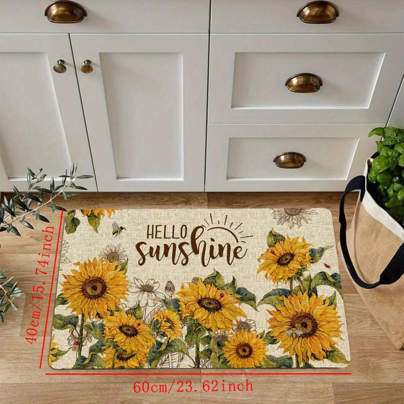 Soft Sunflower Kitchen Rug Anti Fatigue Non Slip Memory Foam Absorbent