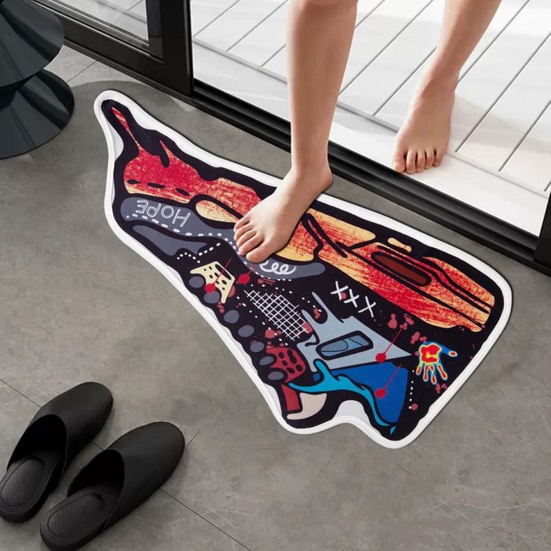 Anti Slip Mat with Irregular Graffiti for Indoor Kitchen Living Room Bedroom