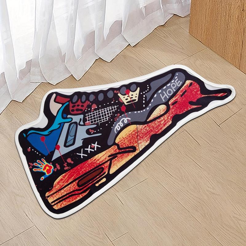 Anti Slip Mat with Irregular Graffiti for Indoor Kitchen Living Room Bedroom