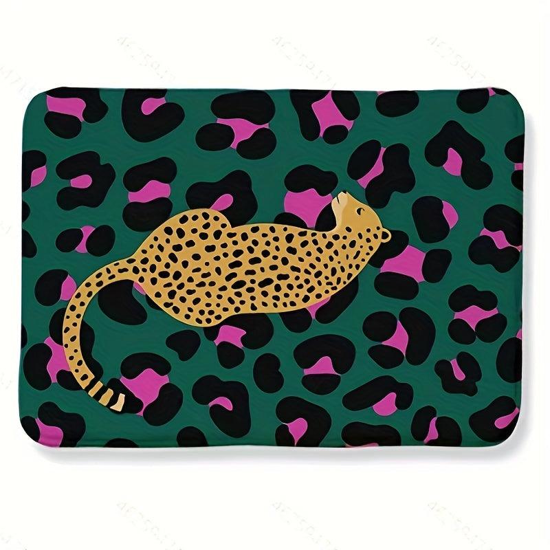 Leopard Print Area Rugs Soft Non-slip Crystal Velvet Carpet Large Floor Mat