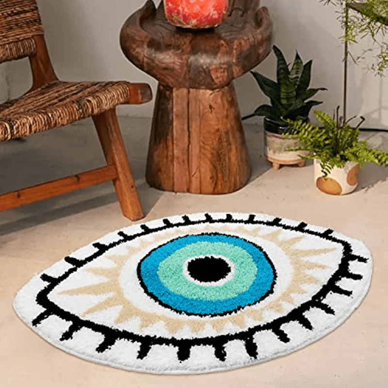 Absorbent Evil Eye Rug Non Slip Mat Halloween Decor Carpet