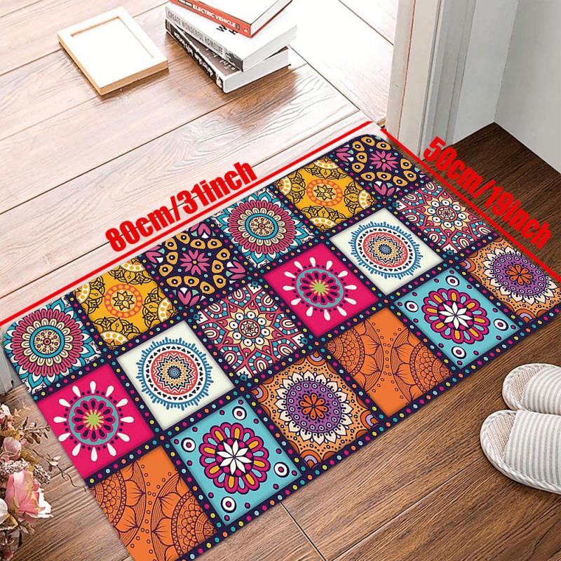 Boho Printed Kitchen Mat Non Slip Geometric Bath Mat
