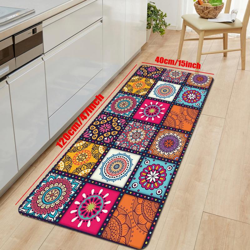 Boho Printed Kitchen Mat Non Slip Geometric Bath Mat
