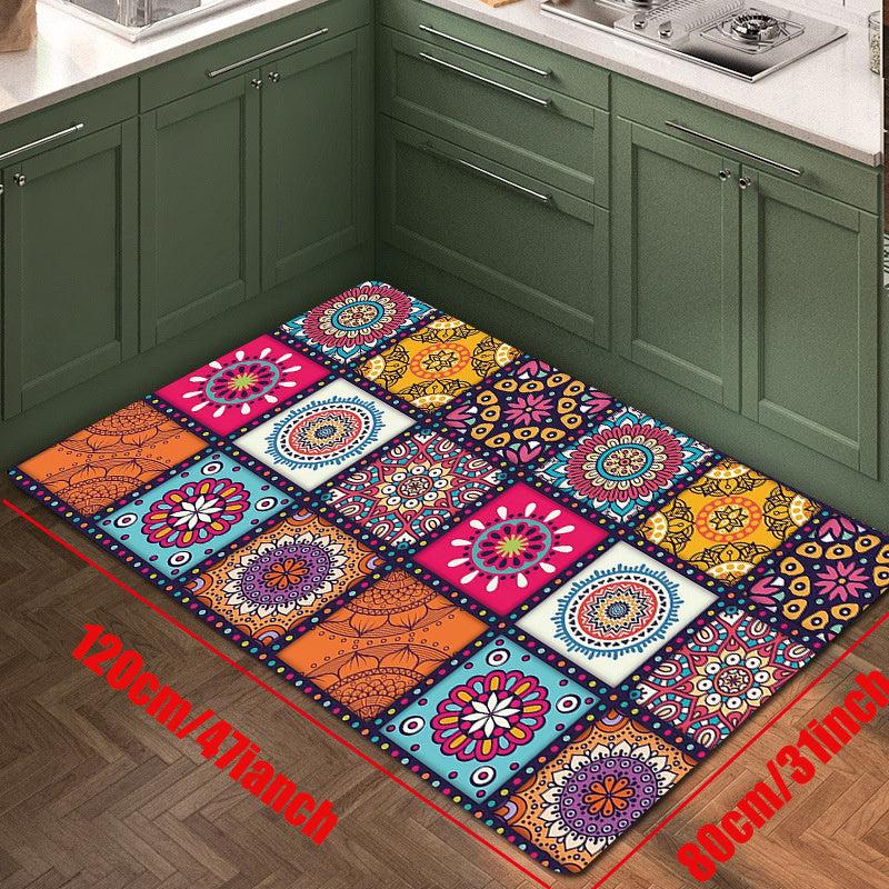 Boho Printed Kitchen Mat Non Slip Geometric Bath Mat