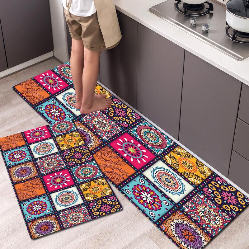 Boho Printed Kitchen Mat Non Slip Geometric Bath Mat