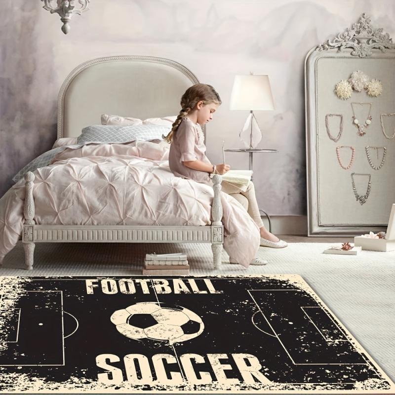 Soccer Themed 3D Bedroom Rug for Home Decoration and Games