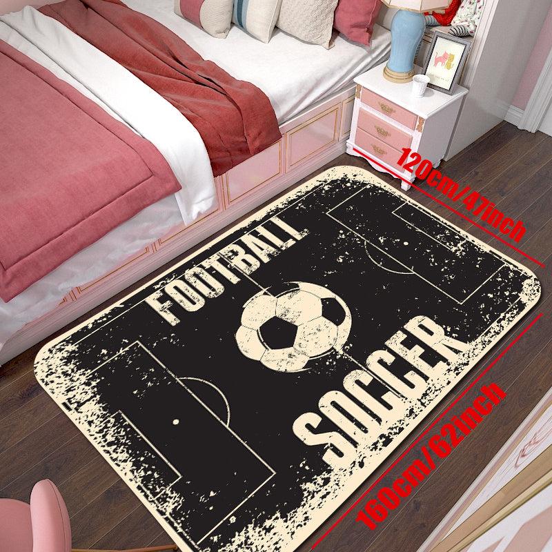 Soccer Themed 3D Bedroom Rug for Home Decoration and Games