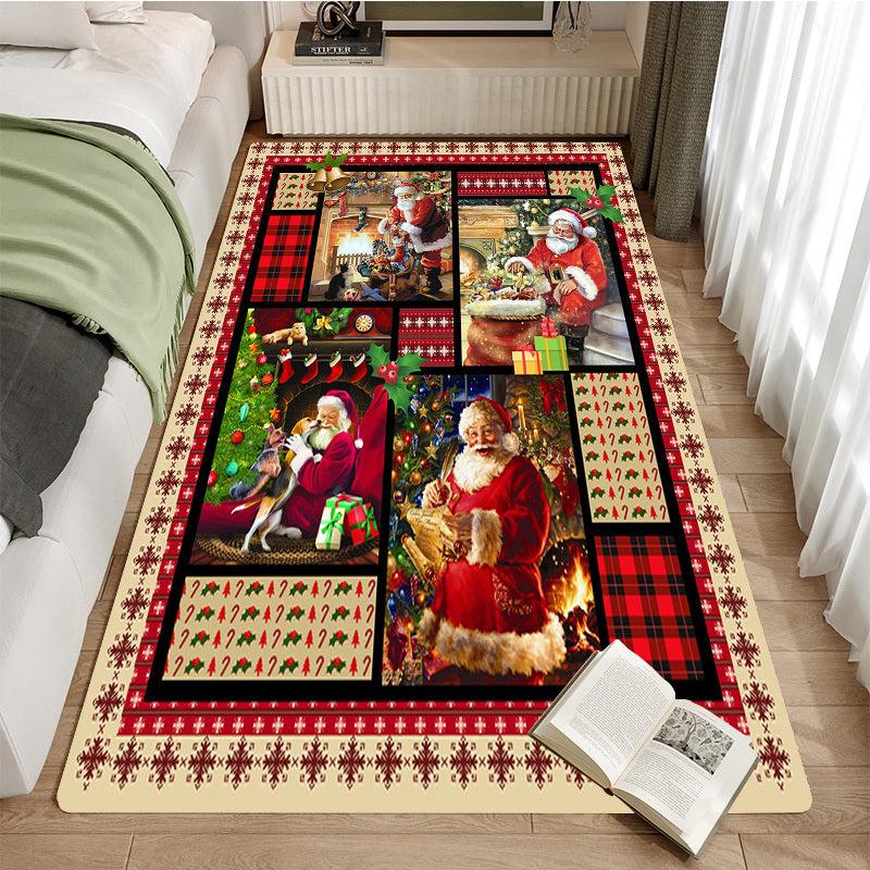 Christmas Decoration Carpet Santa Claus Carpet Non slip Waterproof