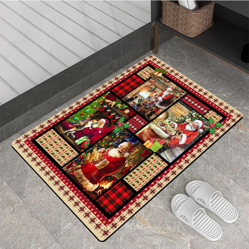 Christmas Decoration Carpet Santa Claus Carpet Non slip Waterproof