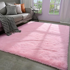 Modern Tie Dyed Rectangle Plush Fuzzy Shag Rug