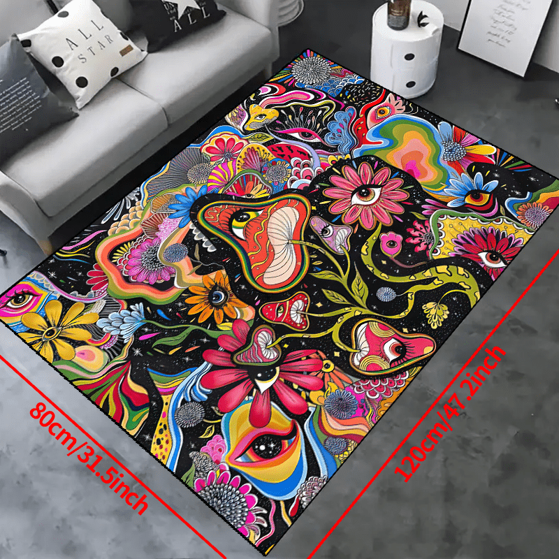 1pc Mushroom Area Rug Non-slip Resistant Waterproof Carpet