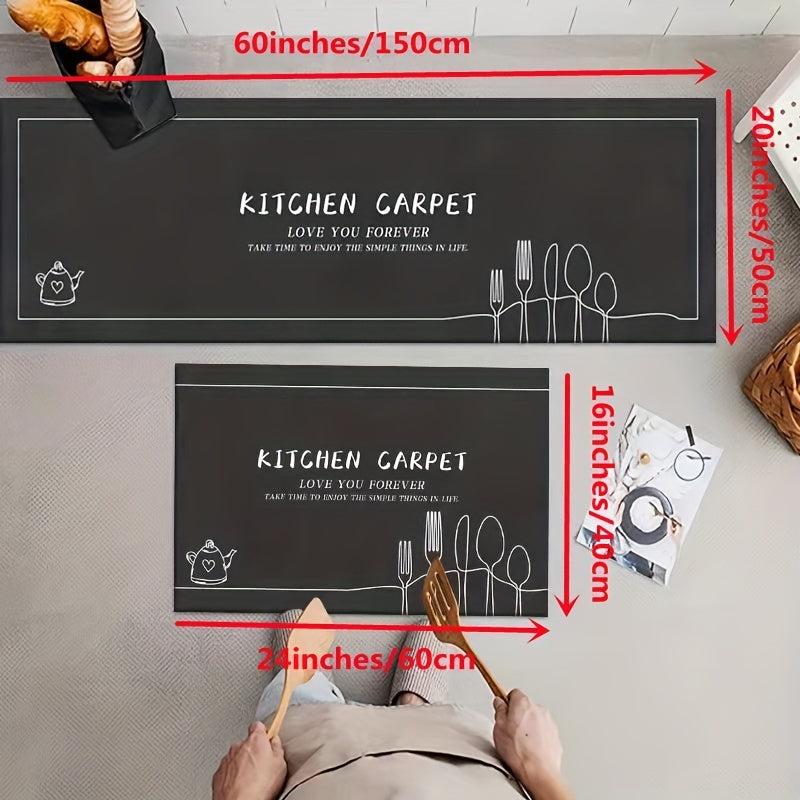 Soft Flannel Kitchen Floor Mat Non Slip Waterproof Machine Washable