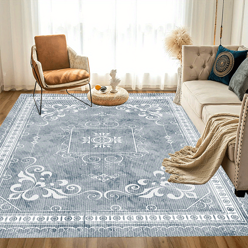 Waterproof Persian Floral Area Rug Stain Resistant Washable Anti Slip Backing