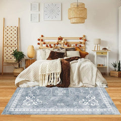 Waterproof Persian Floral Area Rug Stain Resistant Washable Anti Slip Backing