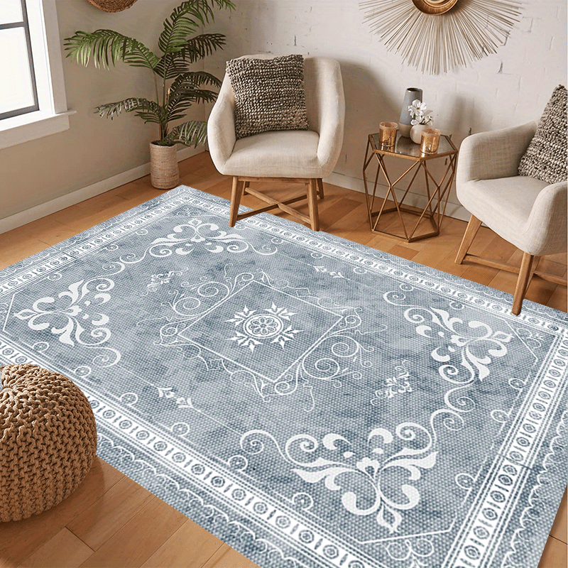 Waterproof Persian Floral Area Rug Stain Resistant Washable Anti Slip Backing
