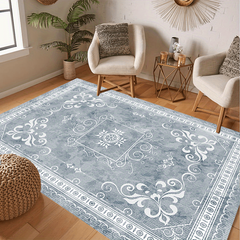 Waterproof Persian Floral Area Rug Stain Resistant Washable Anti Slip Backing