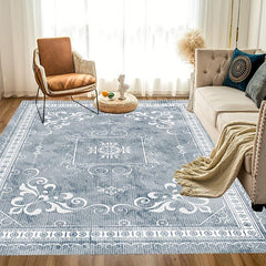 Waterproof Persian Floral Area Rug Stain Resistant Washable Anti Slip Backing