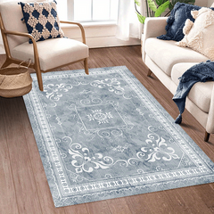 Waterproof Persian Floral Area Rug Stain Resistant Washable Anti Slip Backing