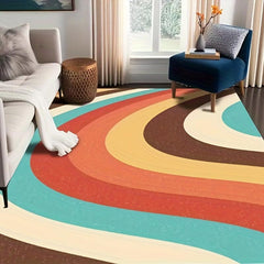 Vintage Rainbow Rug Non Slip Soft Stain Resistant Washable for Living Bedroom