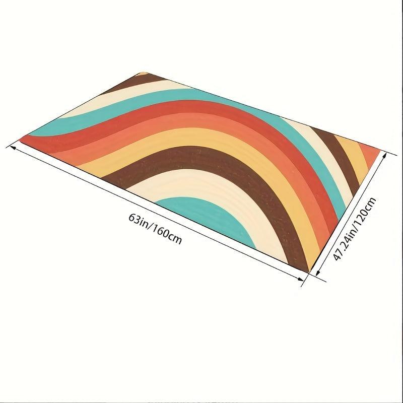 Vintage Rainbow Rug Non Slip Soft Stain Resistant Washable for Living Bedroom