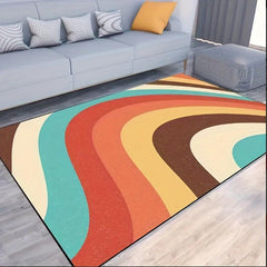 Vintage Rainbow Rug Non Slip Soft Stain Resistant Washable for Living Bedroom