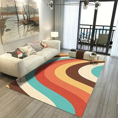 Vintage Rainbow Rug Non Slip Soft Stain Resistant Washable for Living Bedroom