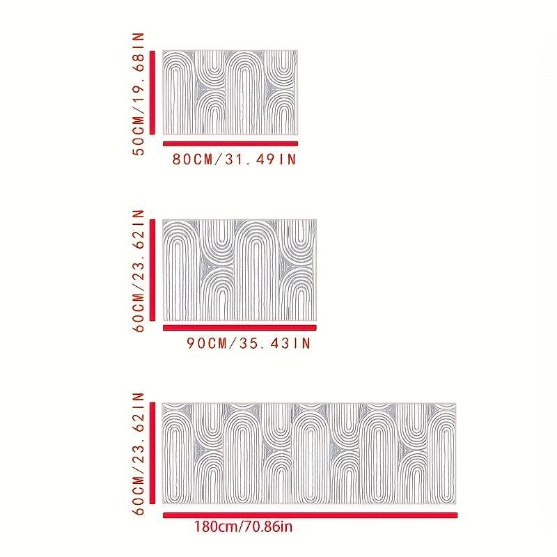 Outdoor Mat Non-Slip Floor Mat Gray Semicircle Kitchen Rug 19.68x23.62in