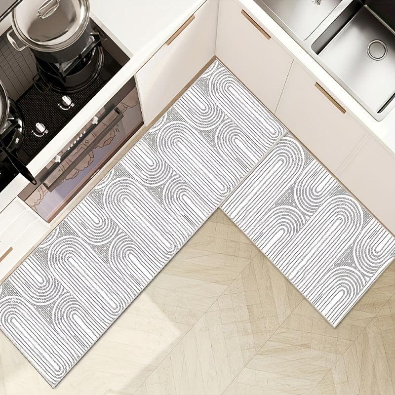 Outdoor Mat Non-Slip Floor Mat Gray Semicircle Kitchen Rug 19.68x23.62in