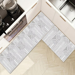 Outdoor Mat Non-Slip Floor Mat Gray Semicircle Kitchen Rug 19.68x23.62in