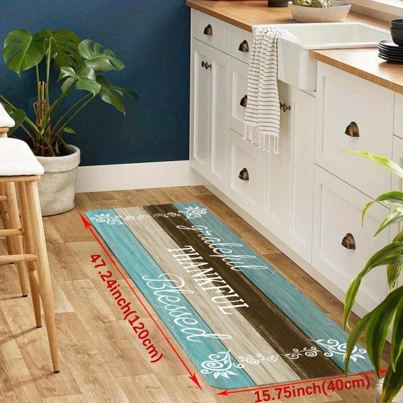 Wood Print Anti Slip Kitchen Mat Machine Washable Runner Rug