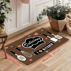 Cartoon Chef Anti-Fatigue Kitchen Mat - Polyester Carpet