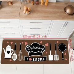 Cartoon Chef Anti-Fatigue Kitchen Mat - Polyester Carpet